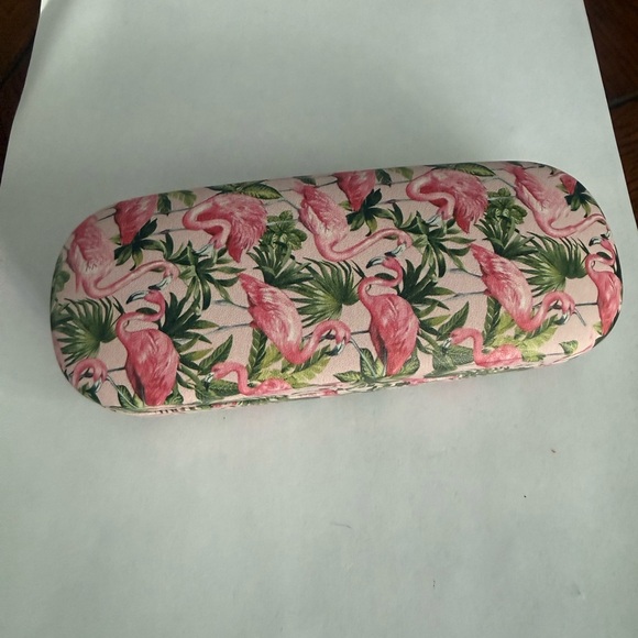 Flamingo Print Pink and Green sunglasses case - Picture 2 of 3